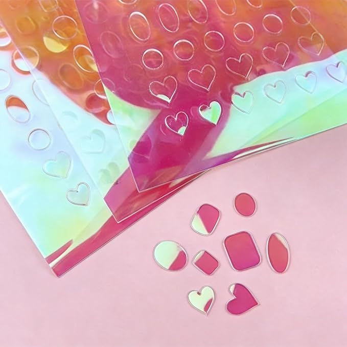 DANNEASY 11 Sheets Aurora Nail Foil Laser Stickers Foil Laser Nails Art Stickers Glass Paper Nail Art Sticker Iridescent Decals Glass Paper Nails Wraps 3D Holographic Foils for Women Girls