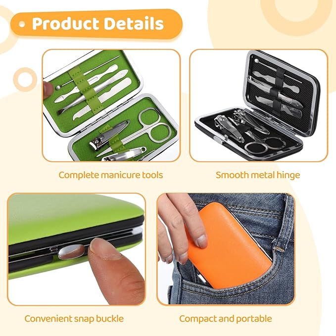 30 Sets Bulk Manicure Kit Nail Set Nail Clippers and Beauty Tools Portable Set Professional 7-in-1 Nail Care Kit with Stainless Steel Tools, Travel Case, Ideal for Mother’s Day Gifts (7-in-1)