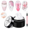 3D Sculpting Gel for Nail Art, White Non-Sticky Solid Molding Nails for Carving Molding with Silicone Pen Designs DIY Manicure at Home