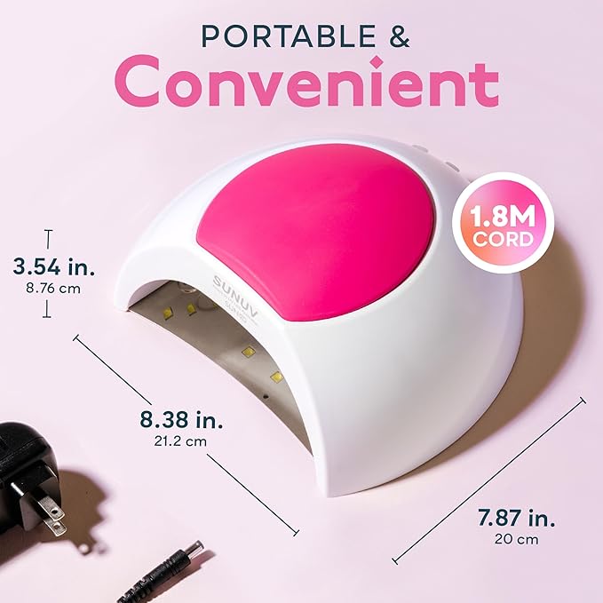 SUNUV SUN2C UV Light for Nails, UV LED Nail Lamp with 4 Timer Settings, Curing Lights Compatible with All Gel Polish Rose