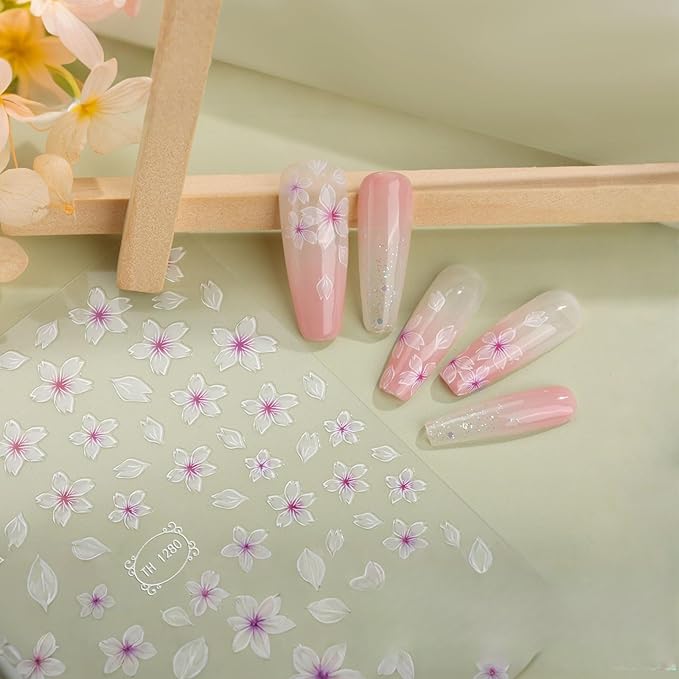 Flower Nail Stickers Decals Spring Summer Floral Nail Art Sticker Design Self-Adhesive Nail Decorations