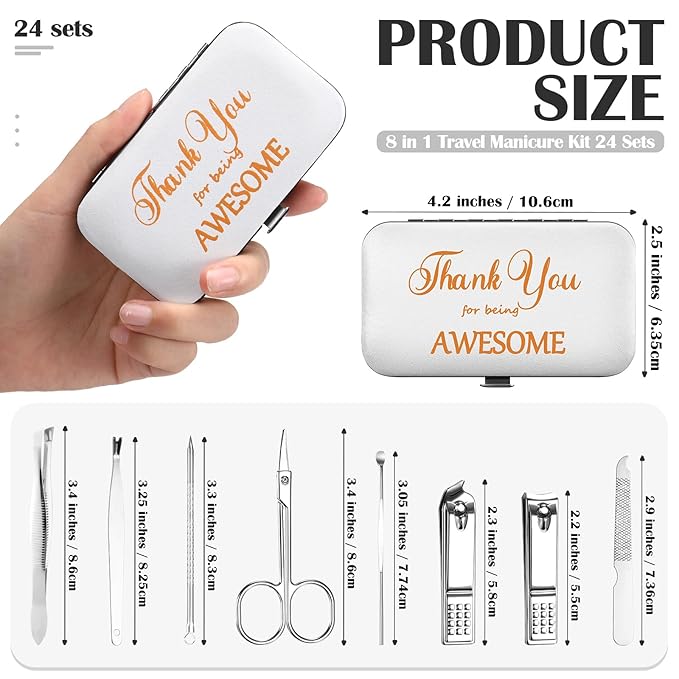 Therwen 24 Sets Mother's Day Gift Manicure Set Stainless Steel Nail Clippers 8 in 1 Grooming Nail Kit Employee Appreciation Gift Professional Pedicure Tool for Women Coworker Personal Care(White)
