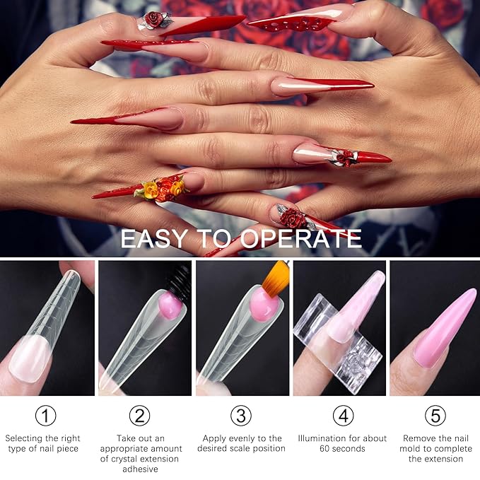 120 Pcs Dual Nail Forms 12 Sizes Half Matte Extension Poly Nail Gel Full Cover Nail Molds With Scale Builder Coffin Nail for Gel Manicure Art Design Salon DIY at Home
