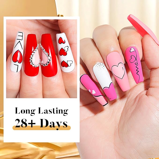 Nicedeco Gel Nail Polish Nail 12 Colors, Hema Free, Cruelty Free, Vegan, Nude Pink Red White U V Gel Manicure Kit 9