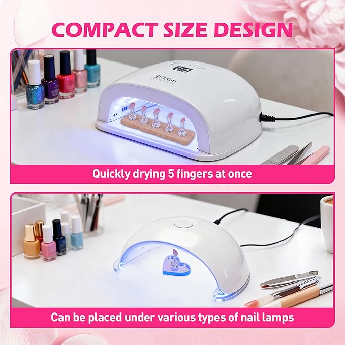 Nail Stand for Press Ons, Nail Holder for Painting Nails, 2 Set Press on Nail Holder, 1 Heart Shaped Acrylic Magnetic Fake Nail Stands for Nail Art Display Home Salon DIY Supplies