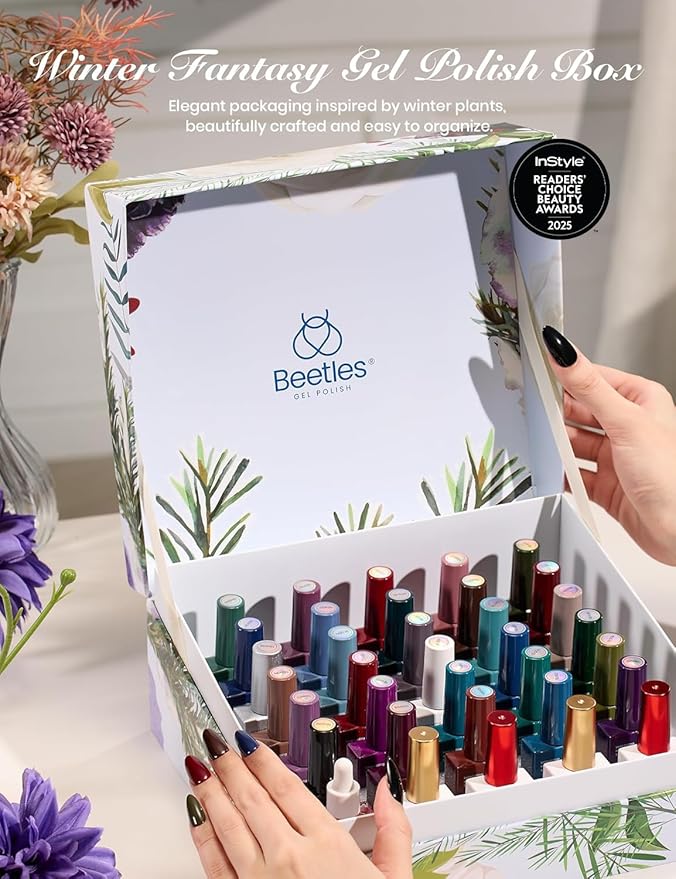 Beetles Spring Gel Polish Set - Spring Fantasy Collection, 35PCS HEMA-Free 10ml Soak Off UV LED Gel Nail Kit, Berry Red Caramel Colors with Base Top Coat & Cuticle Oil Valentines Gift