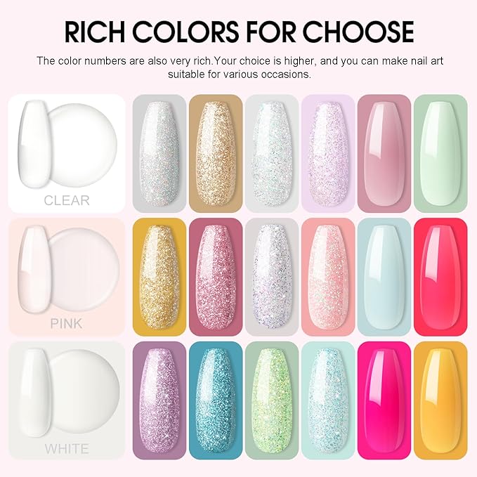 Acrylic Nail Kit for Beginners with Everything Nails Kit Acrylic Set Glitter Decoration Powder Rhinestones Professional Manicure Set at Home Gifts for Women