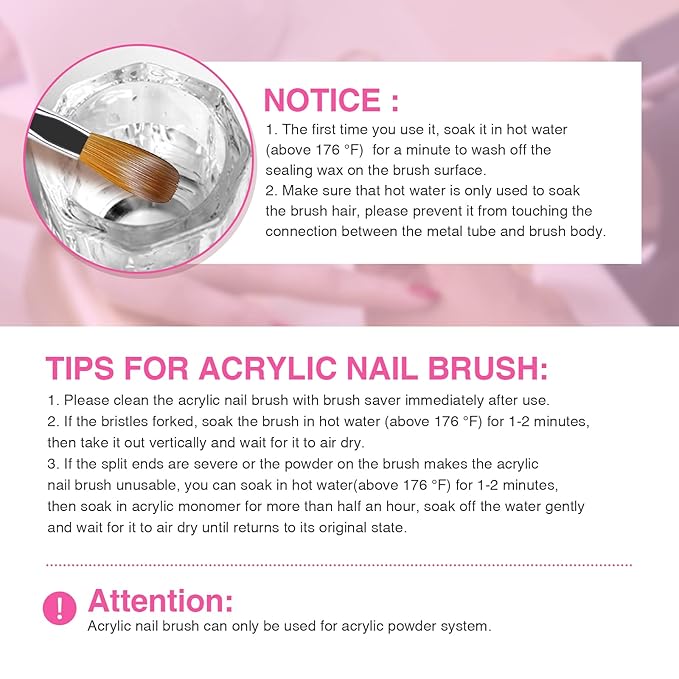 SAVILAND Kolinsky Acrylic Nail Brush Set: Size 6,8,12,14 Professional Glows in the Dark Manicure Brushes for Acrylic Powder Application 3D Nail Art Carving & Extension Tools Home DIY Nail Art Salon