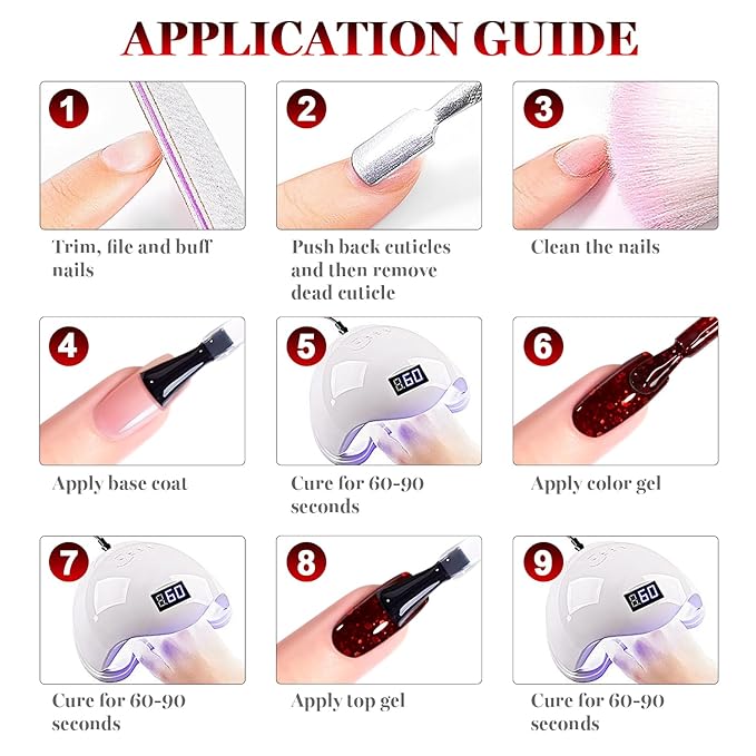 RARJSM Dark Ruby Red Sequin Glitter Gel Nail Polish Big Flakes Shiny Diamond Sparkly Chunky Silver Shimmer Pigments Gelpolish Soak off Curing Required for Nail Art Salon Manicure