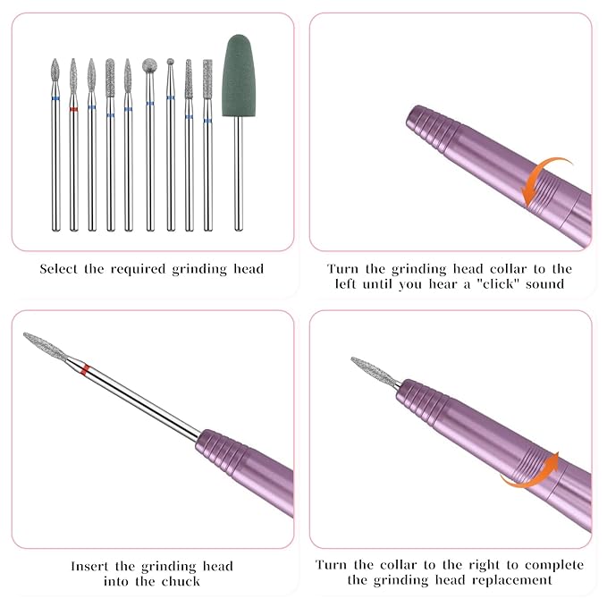 10 PCS Nail Drill Bits Set, Russian Manicure Drill Bits, Cuticle Remover Nail Products for Manicure Pedicure for Home and NailSalon