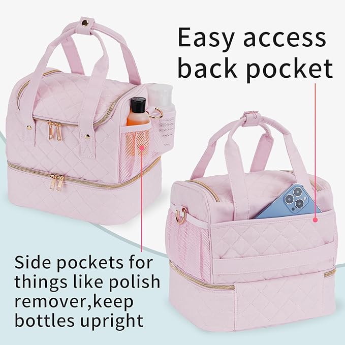 Nail Polish Organizer Case Fits Nail Lamp and 30 Bottles,Nail Organizers and Storage for Nail Tech Travel,Pretty Nail Polish Storage Bag Fits Nail Kit & Manicure Tools (Patented)