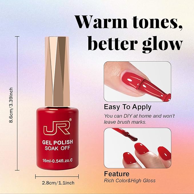 JR Gel Nail Polish Set, 16ml Full Size Bottle 6 Colors Macaron Silver 9D Cateye Nail Gel Polish Gift Soak Off Led Nail Art Kit Salon DIY Colorful Bottle C