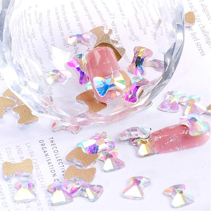 AD Beads Top Czech AB Crystal Flatback Rhinestone Nail Art Decoration Multi Shape (S26 Tie 4x6mm, 100 Pcs)