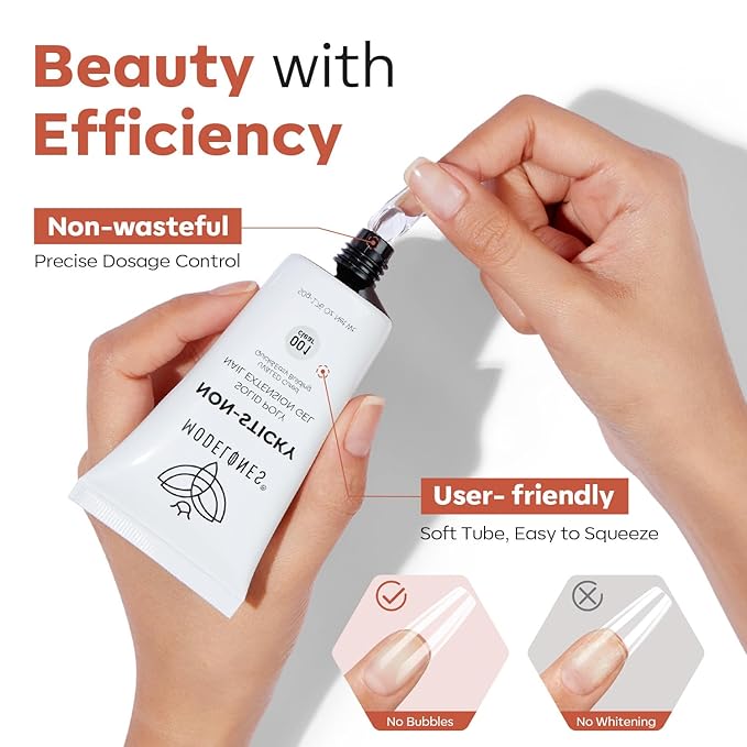 modelones Solid Builder Gel for Nails, Non-Sticky Upgraded Poly Extension Hard Gel Nude for 3D Art Sculpting Molding Beginners-friendly 50g