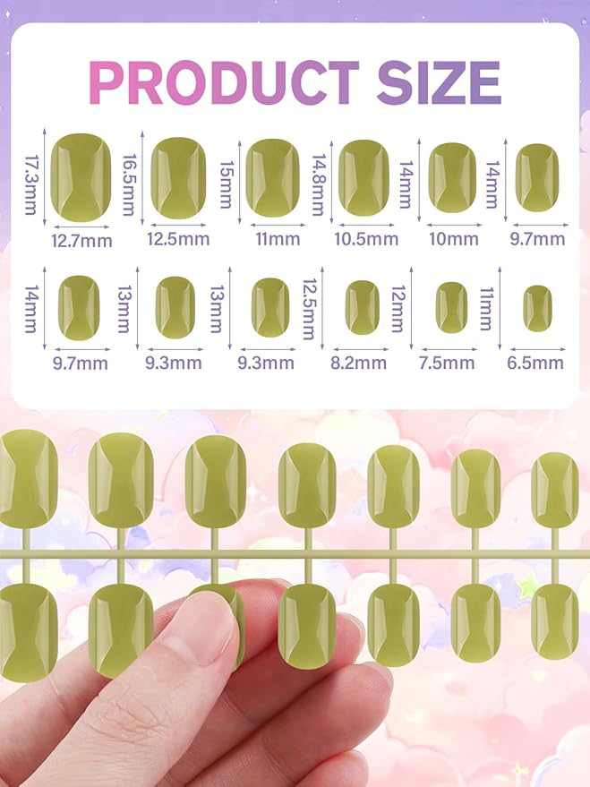EBANKU 12 Pack Press on Nail, 288 Pieces Kids Short Glossy False Nails Short Full Cover Fake Nails for Girls with Nail Glue