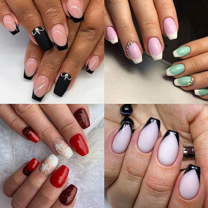 LoveOurHome 360pc Short Coffin Nail Tips Clear Fake Nails, Coffin Gel Nail Tips Full Cover Acrylic Nails Clear Press on Nails Short Ballerina False Nail 15 Sizes Fingernail for Gel Nail Extension