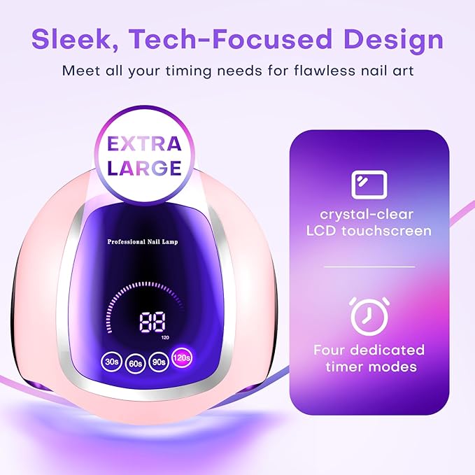 Gugusure UV LED Nail Lamp, Upgrade 180W Nail Dryer for Gel Polish with LCD Display, Auto Sensor and 4 Timer Settings, Professional Curing Lamp Light with 42 Beads for Salon and Home
