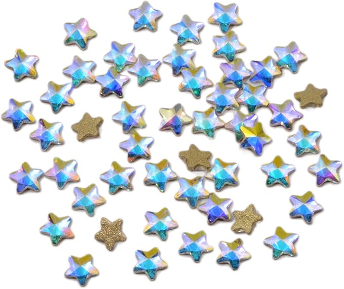 AD Beads Top Czech AB Crystal Flatback Rhinestone Nail Art Decoration Multi Shape (S22 Star 5mm, 50 Pcs)