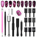 EBANKU Cat Eye Magnetic for Nails, 17PCS Cat Eye Gel Nail Polish Magnet Tools Powerful Set Wand Magnet for Nail Polish Square Round Y Shaped Heart Magnet Stick Diverse Glassy Cateye Effect