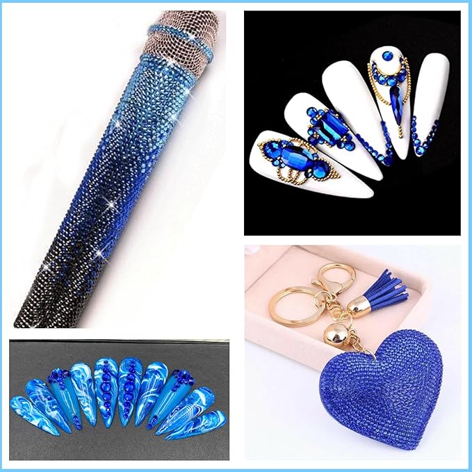 18000 Pcs 3D Blue Jelly Rhinestones for Crafting, Flatback Resin Jelly Bedazzled Gems for Crafts, 3-6 mm Half Round bedazzler Rhinestones for Nails Art Eyes Makeup DIY Crafts Supplies