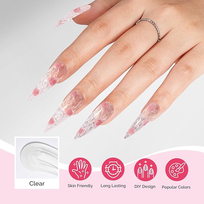 MelodySusie Poly Gel, 60g Hema-Free, Nail Extension Nail Thickening Builder Gel UV Lamp Cured Art Design Manicure Gift for Women Clear