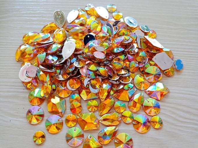 300pcs Mixed Shape Size deep Blue Crystal sew on Rhinestones Acryl Loose Beads Hand Sewing Strass