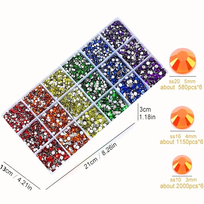 3/4/5mm Resin Rhinestones Set Glitter Jelly Crystal Garment Clothing Decor Accessories Flatback Rhinestones for Nail Art (CC)