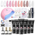 Modelones Poly Nail Gel Kit, 6 Colors Poly Extension Gel Clear Pink White with 48W U V/LED Lamp 3D Nail Charms Builder Slip Solution Complete Toe Manicure Supplies Tools for Starter