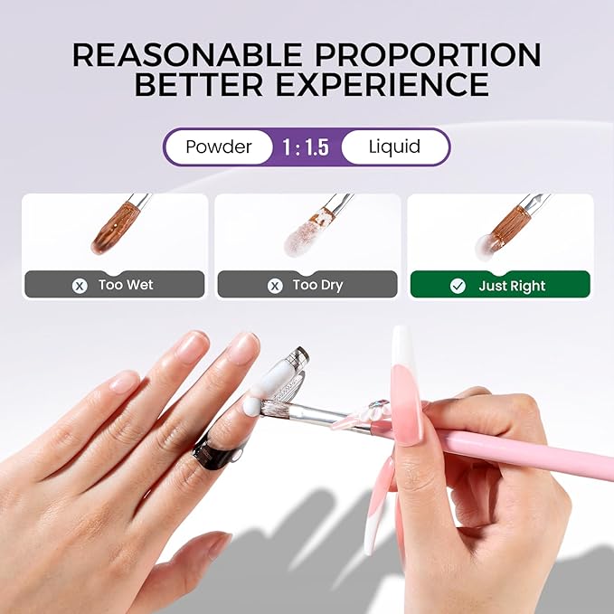 Acrylic Nail Kit: 30g Clear Acrylic Powder and 75ml Liquid Set with Nail Brush and Forms Nails Extension Kit for Beginners for Home DIY Salon Nails Application