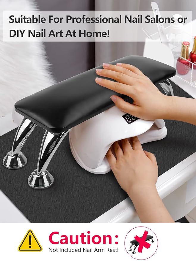 (MAT ONLY) Nail Art Table Mat, Nail Arm Rest Pad for Acrylic Nails, Soft Microfiber PU Leather Nail Mat for Table, Foldable Nail Hand Rest Pillow Manicure Pad, Acrylic Nail Desk Mat for Nail Cushion
