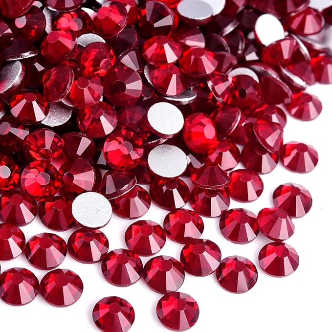 Blinginbox 288 Pieces SS30/6.4-6.6mm Flat Back Crystal Rhinestones Round Gems for Nail Art,Dark siam
