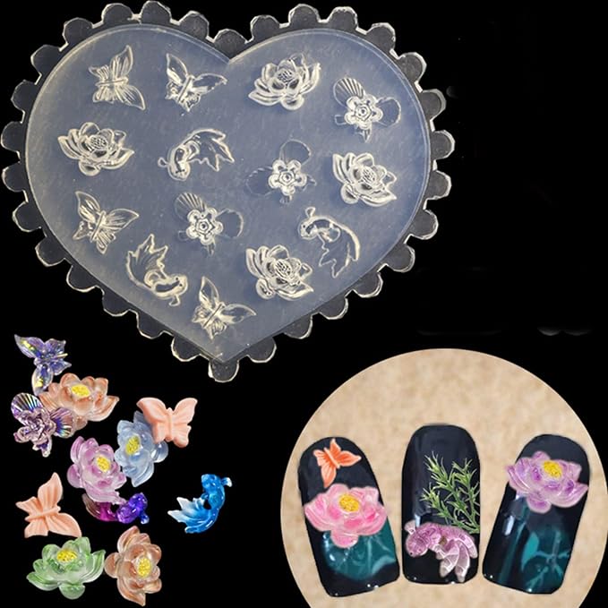 5PCS Flowers Silicone Nail Art Decortive Design 3D Silicone Mold for Nail Art Decorations
