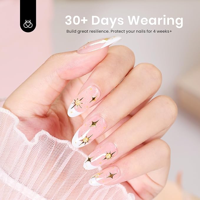 Beetles Builder Gel for Nails-Starlit Nude 8 in 1 Nail Thickening Strengthening Building Apex for Beginner DIY Salon at Home,Shimmer Pink Builder Nail Gel,UV & LED Lamp Cured Needed