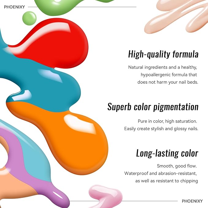 phoenixy Gel Nail Polish Kit with U V Light 74 Pcs Gel Nail Kit 55 Colors Nail Polish Set Complete Nail Set with Base Coat & 4 Effects Top Coat Manicure Tools Christmas Gift for Women