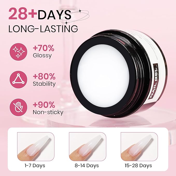 3D Sculpting Gel for Nail Art Pearl White Pink and White Solid Builder Hard Gel for Nail Extend Sculpture Molding Gels Non Stick Hand DIY at Home for Women Girls