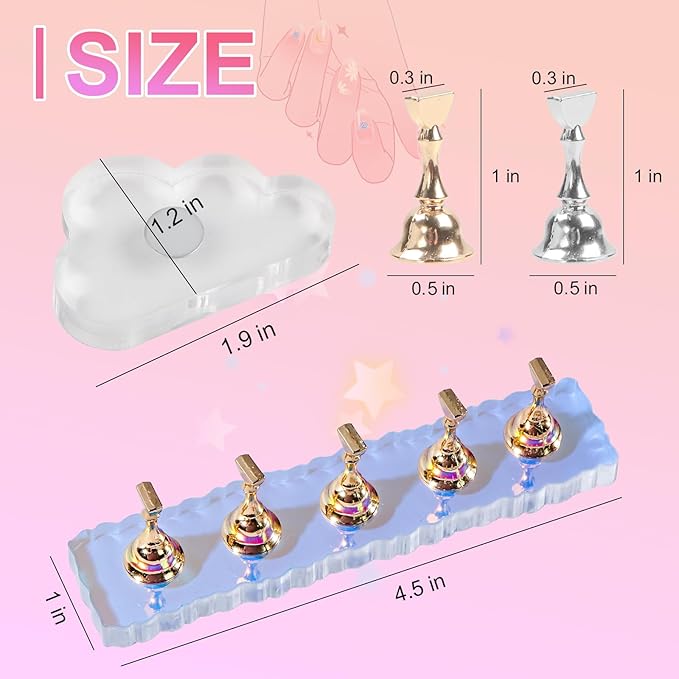 Nail Stand For Press Ons, Nail Holder For Painting Nails With A Heart Shape Acrylic Nail Stand, Easy-To-Clean Press On Nail Stand Nail Art Practice Nail Dispaly Home DIY Salon Supplies (Aurora)
