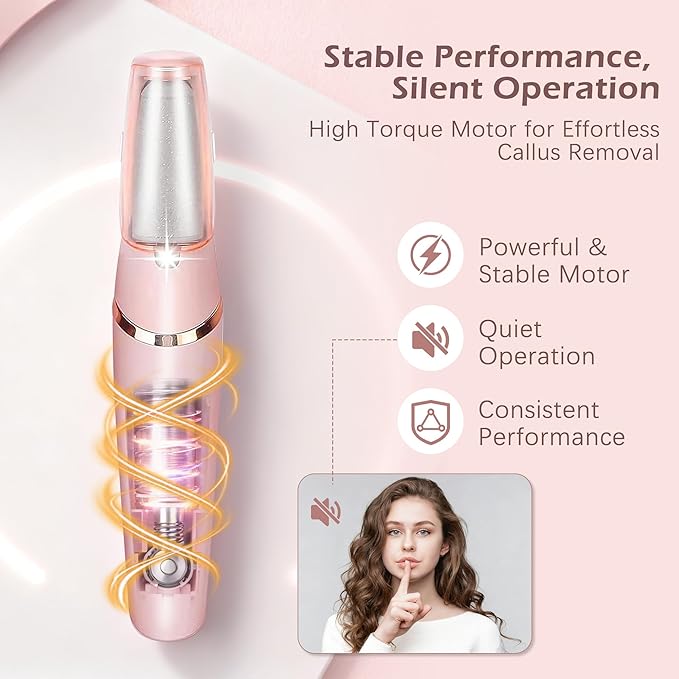 Glowelle Electric Foot Callus Remover, Electric Callus Remover for Foot, Rechargeable Portable Pedicure Tool Kit, Smooth Foot File Tools for Dead Hard Cracked Dry Skin, Foot Care for Women,Men Gift