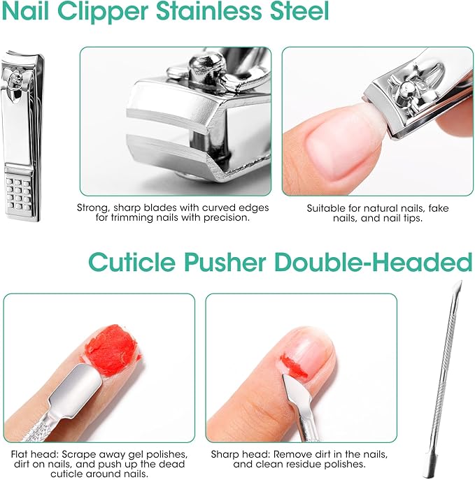 Gellen Nail Cleanser Pads 50PCS with 10PCS Manicure Tools Kit: Ceramic Cuticle Pusher Pen, Remover and Cuticle Oil Nail Prep Care Kit, Nail File 100/180, Polishing Buffer, Nail Clipper & Brush