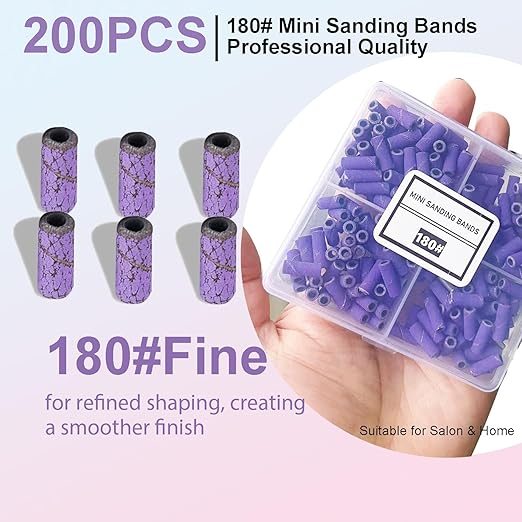 Nail Drill Bits Sanding Bands - for Nail Drill with 3.1mm Mandrel Bit, Professional Nail Sanding for Manicures and Pedicure，Salon-QualityNail Bit Set for Acrylic Nails Gel (180#)