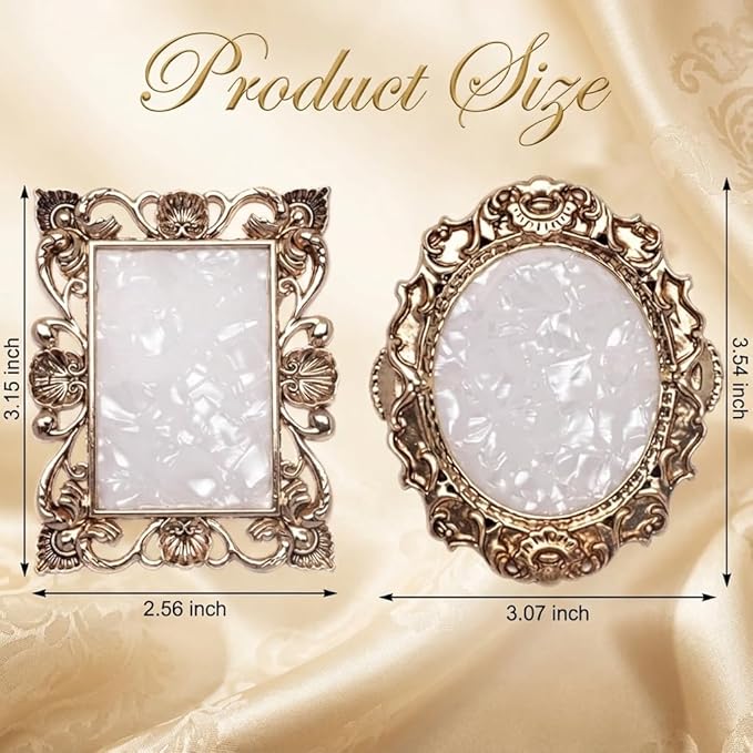 2 Pcs Nail Art Palette Nail Mixing Palette Polish Color Mixing Plate Golden Edge Nail Holder Display Board Cosmetic Mixing Tools (Gold)