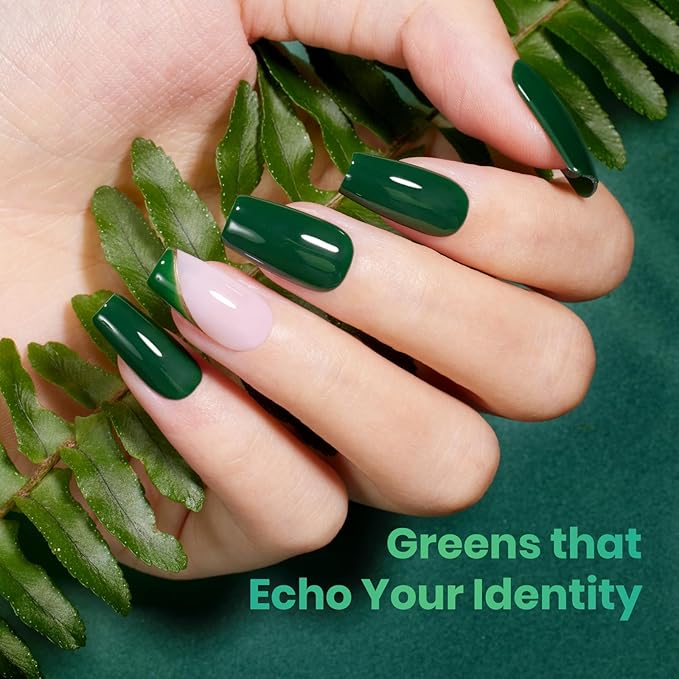 Beetles Green Gel Polish Set, Hema Free 6 Colors Light Dark Green Color Gel Nail Polish Soak off UV Led Lamp Needed Manicure DIY Salon Home St Patrick Day Gifts for Women Mordiic Forest