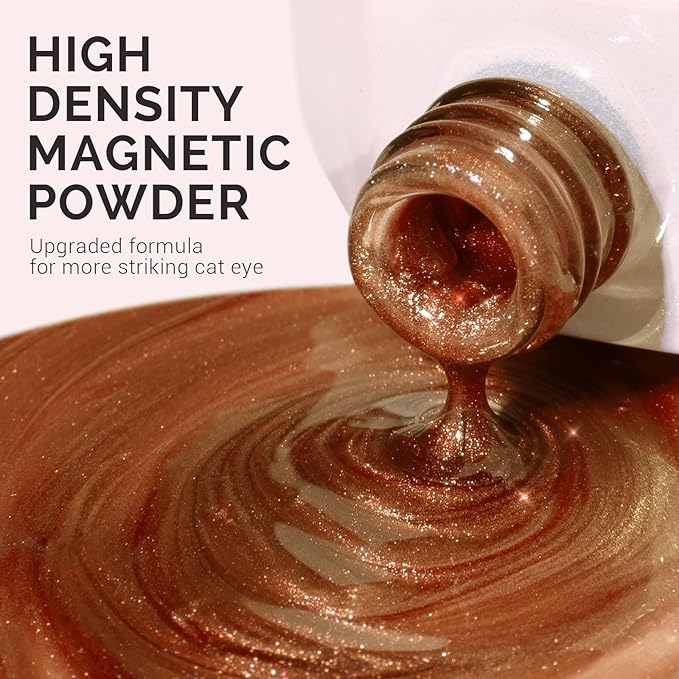 MelodySusie Silky Cat Eye Gel Nail Polish, Light Gold Glitter Holographic Magnetic Nail Polish with Magnet, 0.5 Fl Oz UV Gel for Nail Art Manicure Salon DIY at Home B5201