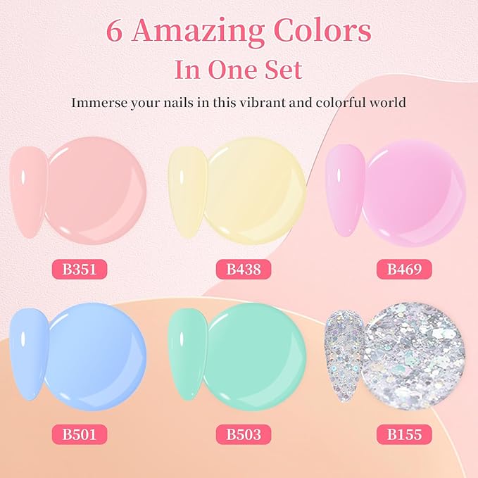 BQAN Poly Nail Gel Kit - 6 Colors Builder Gel for Long-Lasting Nail Extensions | 15ml Each | Salon-Quality DIY & Home Use | Low Odor