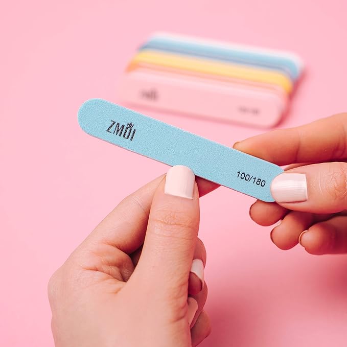 Professional Mini Nail File – 12 Stylish - Practical Fingernail File Pack for Natural and Acrylic Nails 100/180 Emery Boards (Peacock Color)