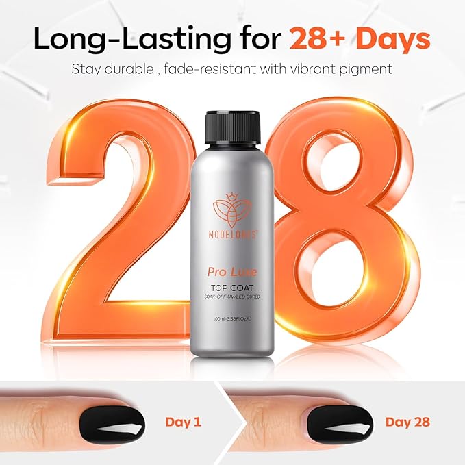 modelones Gel Top Coat, 100ml No Wipe Extra Glossy Gel Nail Polish Long-Lasting High Gloss Bulk Salon Grade Top Coat Refill Clear Nail Polish, for Nail Techs, Manicure Stores & DIY