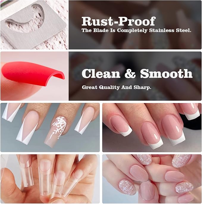 Belleboost Gold Premium Adjustable Nail Clippers for Acrylic Nails, Professional Stainless Steel Fake False Nail Tip Clipper Cutter Trimmer, Sharp Blade Manicure Tool for Salon Home DIY Nail Art