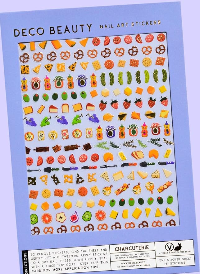 Deco Beauty Charcuterie -Super Thin & Easy-to-Apply Nail Art with The Cutest Designs-Durable & Long-Lasting Nail Art Stickers and Decals for Women, for DIY at-Home Manicures & Salon-Quality Nails