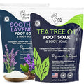 FOOT CURE Tea Tree Oil & Soothing Lavender Foot Soak with Epsom Salt - Best Toenail Treatment & Softens Calluses - Soothes Sore & Tired Feet, Foot Odor Scent, Spa Pedicure - 16 oz (Pack of 2)
