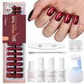 Beetles X Press Cat Eye Nails Kit - Mystic Aurora | 7 Colors Cat Eye Press On Nails Short Square | 224Pcs 16 Sizes All-in-One Kit With Nail Glue,Remover,Builder Top Coat,Nail Lamp Gift