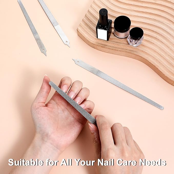 8Pcs Diamond Deb Nail File Metal Nail File, Stainless Steel Filer Metal Nails Files for Natural Nails Double-Sided Manicure Pedicure Toenail Tools for Salon Home